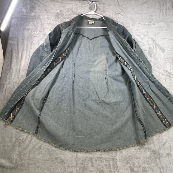 Newport News Jeanology Jeans Jacket Coat Denim Faded Women 1980s Vintage Sz 16 - Picture 4 of 10